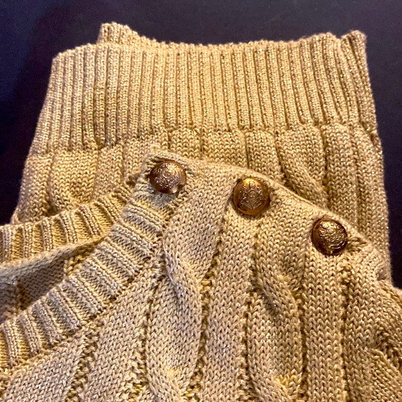 Lauren Ralph Lauren Metallic Gold Cable-Knit 3-Button Sweater, Size PL NWT - Picture 8 of 12